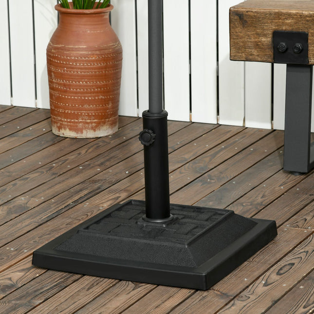 Umbrella stand in black resin, 12 kg, fits 32-48 mm poles