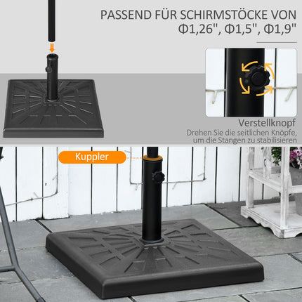 Umbrella stand, 19 kg base, fits Ø 32/38/48 mm poles, black