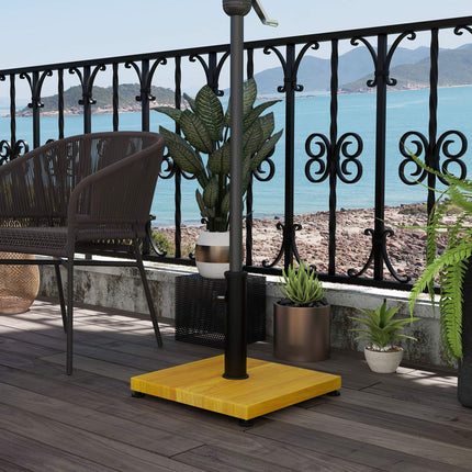 Parasol stand, 25 kg adjustable, wooden look, yellow