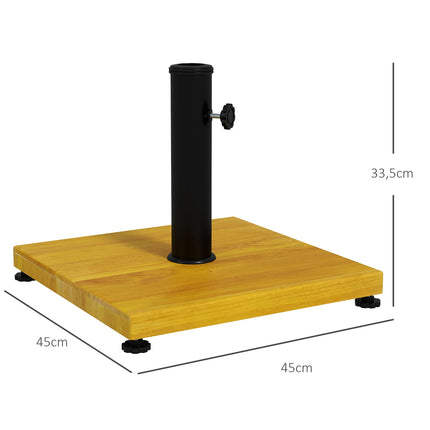 Parasol stand, 25 kg adjustable, wooden look, yellow