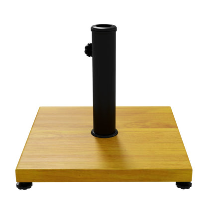 Parasol stand, 25 kg adjustable, wooden look, yellow