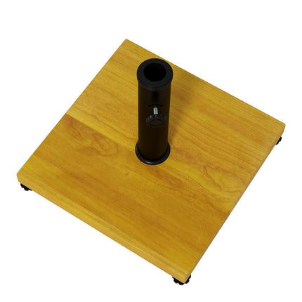 Parasol stand, 25 kg adjustable, wooden look, yellow