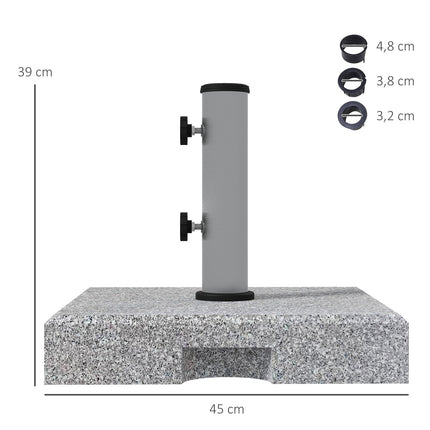 Parasol stand in granite with wheels, 38.5 kg, fits Ø 32-48 mm