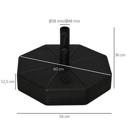 Parasol base 40 kg for 38/48 mm poles, water/sand fillable