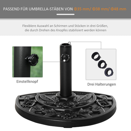 Garden Umbrella Base 9Kg, Flower Design, Ø35/38/48Mm