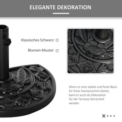 Garden Umbrella Base 9Kg, Flower Design, Ø35/38/48Mm
