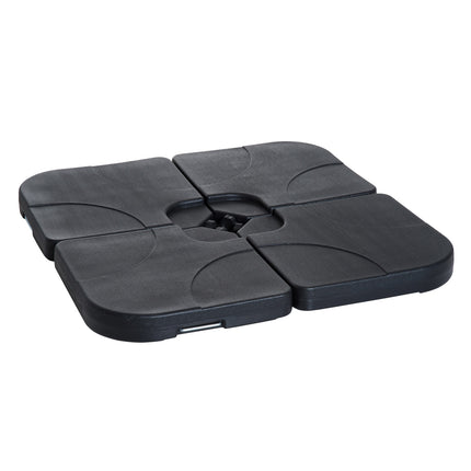 Parasol stand, refillable umbrella base, 4-part, black 50x50 cm