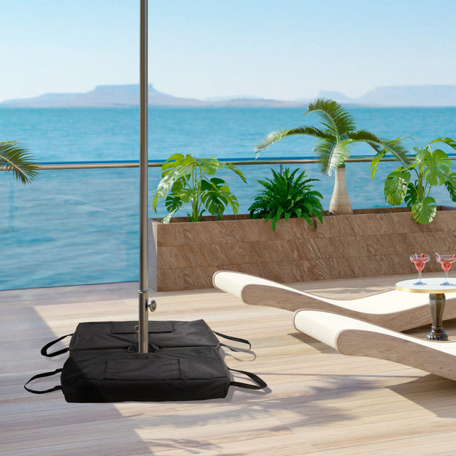 Parasol stand with shovel - 50 kg fillable sandbags, black