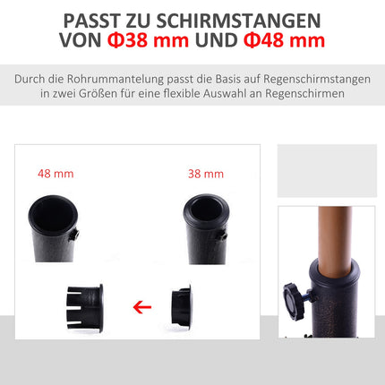 Umbrella stand in black synthetic resin, 15 kg, fits Ø38/48 mm