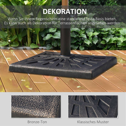 Umbrella stand in black synthetic resin, 15 kg, fits Ø38/48 mm