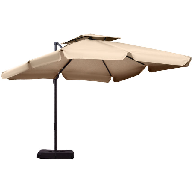 UV50+ cantilever umbrella with stand, cover and weights