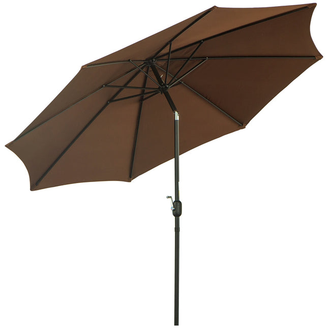 Brown Market Parasol With Crank, Ø2.95m, Durable Polyester