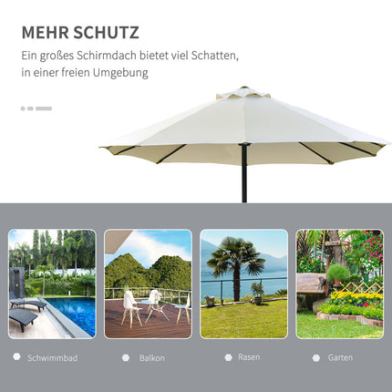 Parasol Met Led Dubbele Parasol 440 X 260 Cm Tuinparasol Marktparasol Grote Terrasparasol Met Handslinger Ovaal Metaal Crème Wit