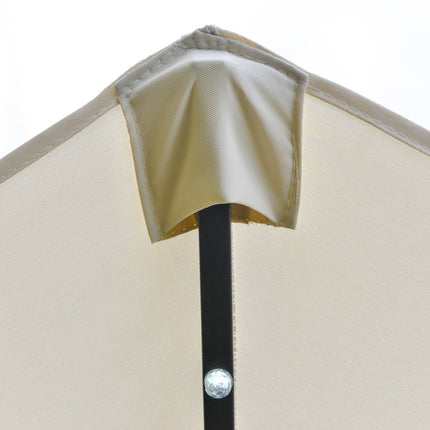 Parasol Met Led Dubbele Parasol 440 X 260 Cm Tuinparasol Marktparasol Grote Terrasparasol Met Handslinger Ovaal Metaal Crème Wit