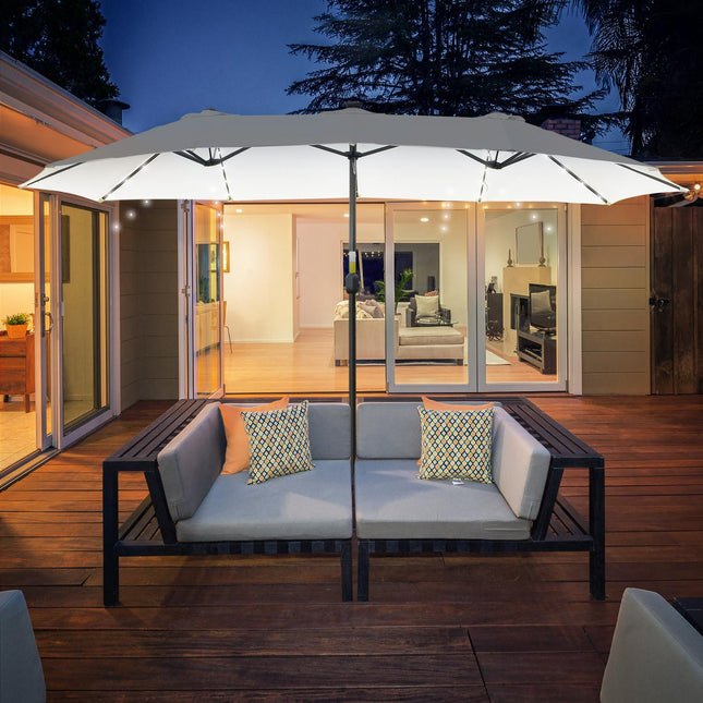 4.5 M double garden parasol with LED - Black & Cream