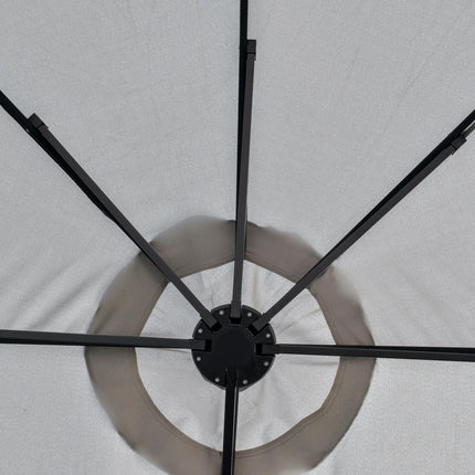 4.5 M Double Parasol With LED, Solar Powered, Light Grey-Black