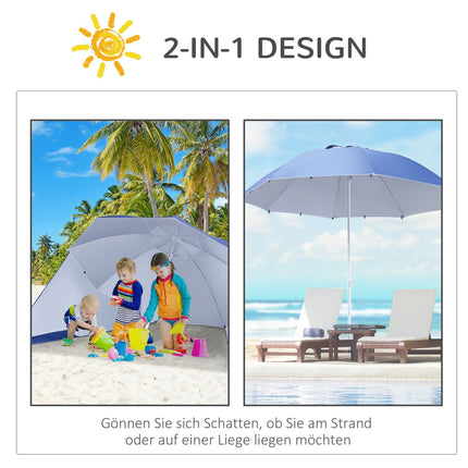 Parasol & protection with wind protection, blue, 210cm