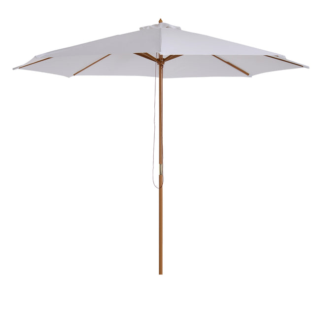 Garden Parasol 300 Cm, Bamboo Frame, Cream White