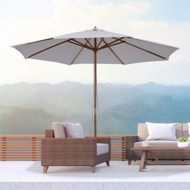 Garden Parasol 300 Cm, Bamboo Frame, Cream White