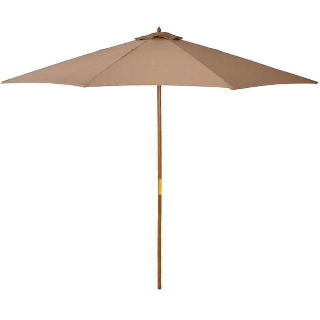 Wooden patio umbrella, 300 cm, Bamboo frame, Khaki