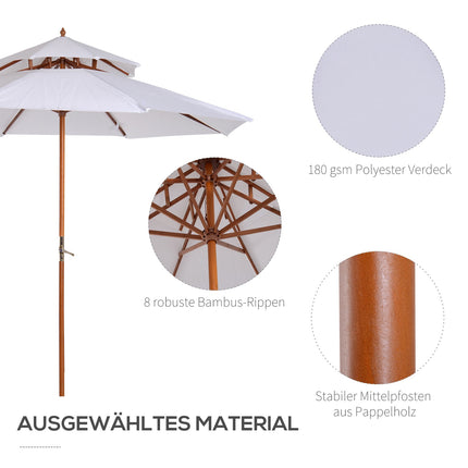 Garden parasol, double roof, cream