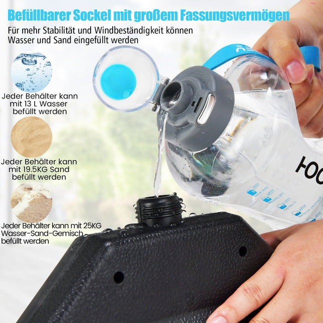 Parasol base 52 liters / 78 kg Fillable with water or sand Parasol base