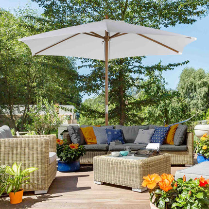 Garden parasol, Bamboo & Polyester, Ø2.5 x 2.3 m, White