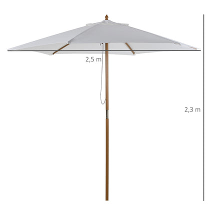 Garden parasol, Bamboo & Polyester, Ø2.5 x 2.3 m, White