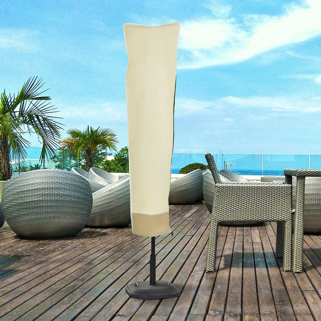 Parasol cover with zipper, durable oxford fabric, beige/coffee