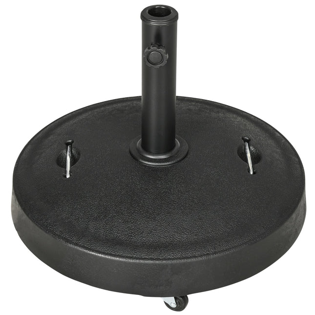 Mobile umbrella stand with wheels, 23.5 kg, black