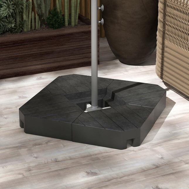 Black weights for parasol stand, 4-piece set, refillable base