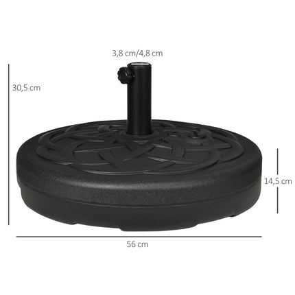 Parasolstandaard te vullen tot 35 kg Paraplubak, ronde parapluhouder, parasolgewicht, standaard voor parasol Ø38/48 mm, voor balkon, terras, tuin, zwart