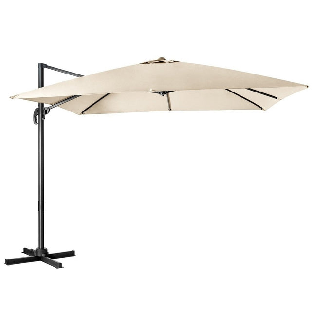 Parasol with 3 tilt settings for gardens, terraces, cafes, 300 x 300 x 273 cm, beige