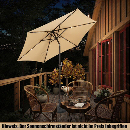 Parasol with solar LED lighting cantilever umbrella garden umbrella crank umbrella 2.7 m beige