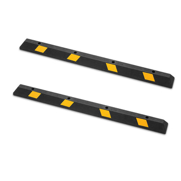 Parking Stopper Set, 2-Piece 72-In Rubber With Reflective Strips