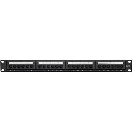 Patch panel 24-ports Cat6 for 19" rack U1 Black