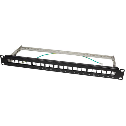 Patch panel for 24 Keystone sockets for 19" rack U1 Black
