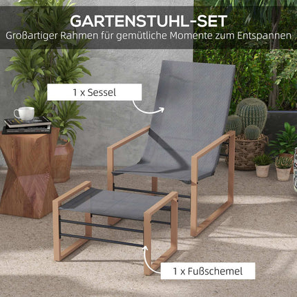 Patio chair set with mesh cover, metal frame, dark grey