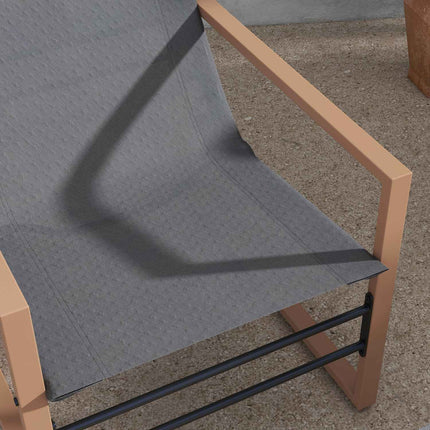 Patio chair set with mesh cover, metal frame, dark grey