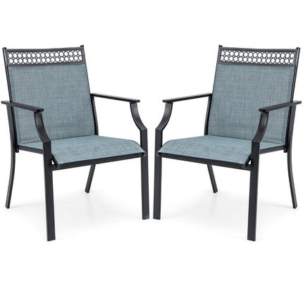 Patio Chairs Set of 2, All-Weather Breathable Fabric, Blue