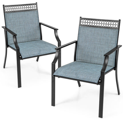Patio Chairs Set of 2, All-Weather Breathable Fabric, Blue