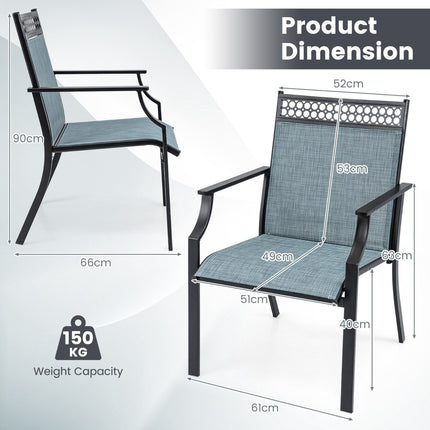Patio Chairs Set of 2, All-Weather Breathable Fabric, Blue