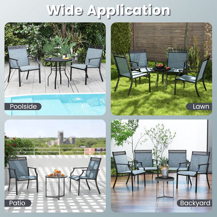 Patio Chairs Set of 2, All-Weather Breathable Fabric, Blue