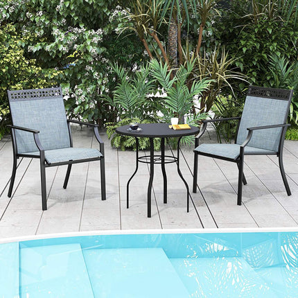 Patio Chairs Set of 2, All-Weather Breathable Fabric, Blue