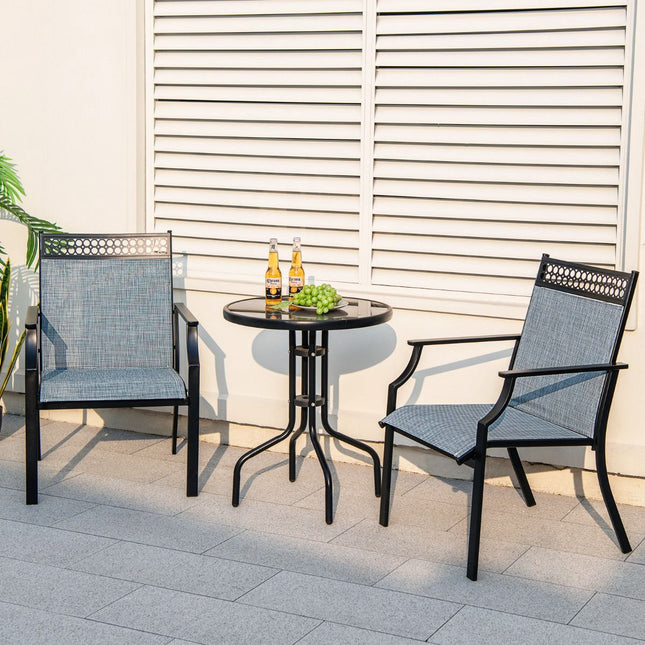 Patio Chairs Set of 2, All-Weather Breathable Fabric, Blue