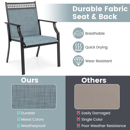 Patio Chairs Set of 2, All-Weather Breathable Fabric, Blue