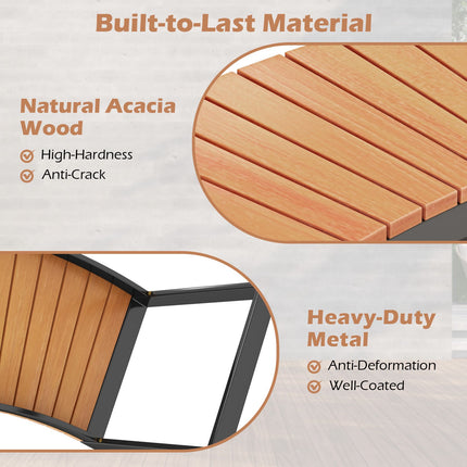 Patio Curved Bench – Acacia Slatted Seat, Metal Legs