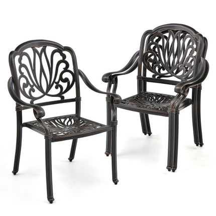 Patio Dining Chairs, 2-Pack Cast Aluminum Armchairs