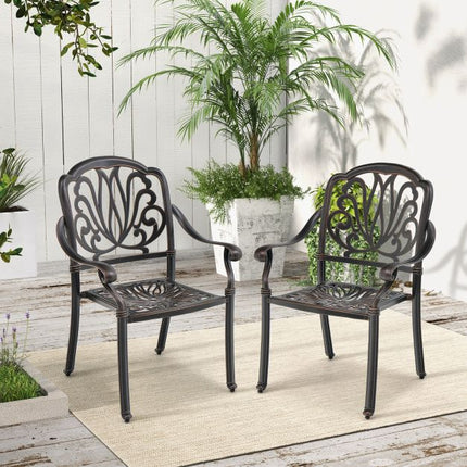 Patio Dining Chairs, 2-Pack Cast Aluminum Armchairs