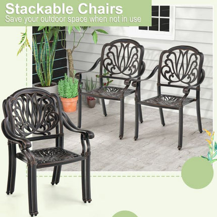Patio Dining Chairs, 2-Pack Cast Aluminum Armchairs
